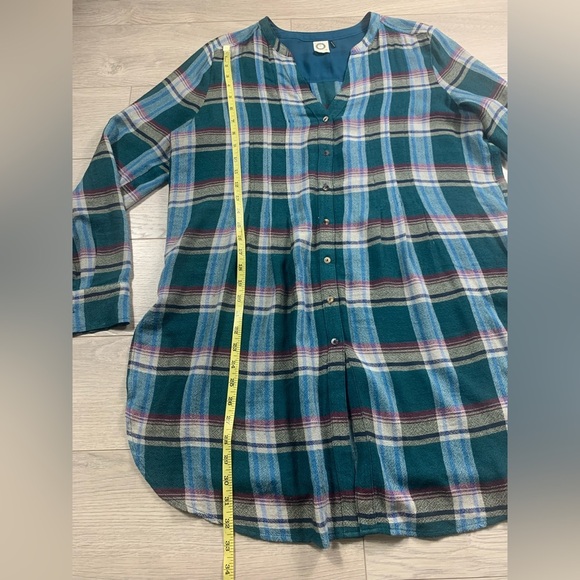Anthropologie Akemi + Kin Lucie Plaid Tunic Button Front Top - Picture 10 of 10
